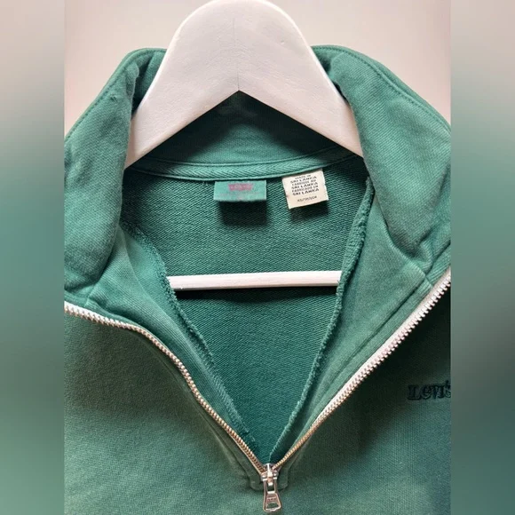 Levi’s Green Quarter Zip Sweatshirt Tie Dye Colorblock Pullover Casual Sweater - Picture 5 of 7